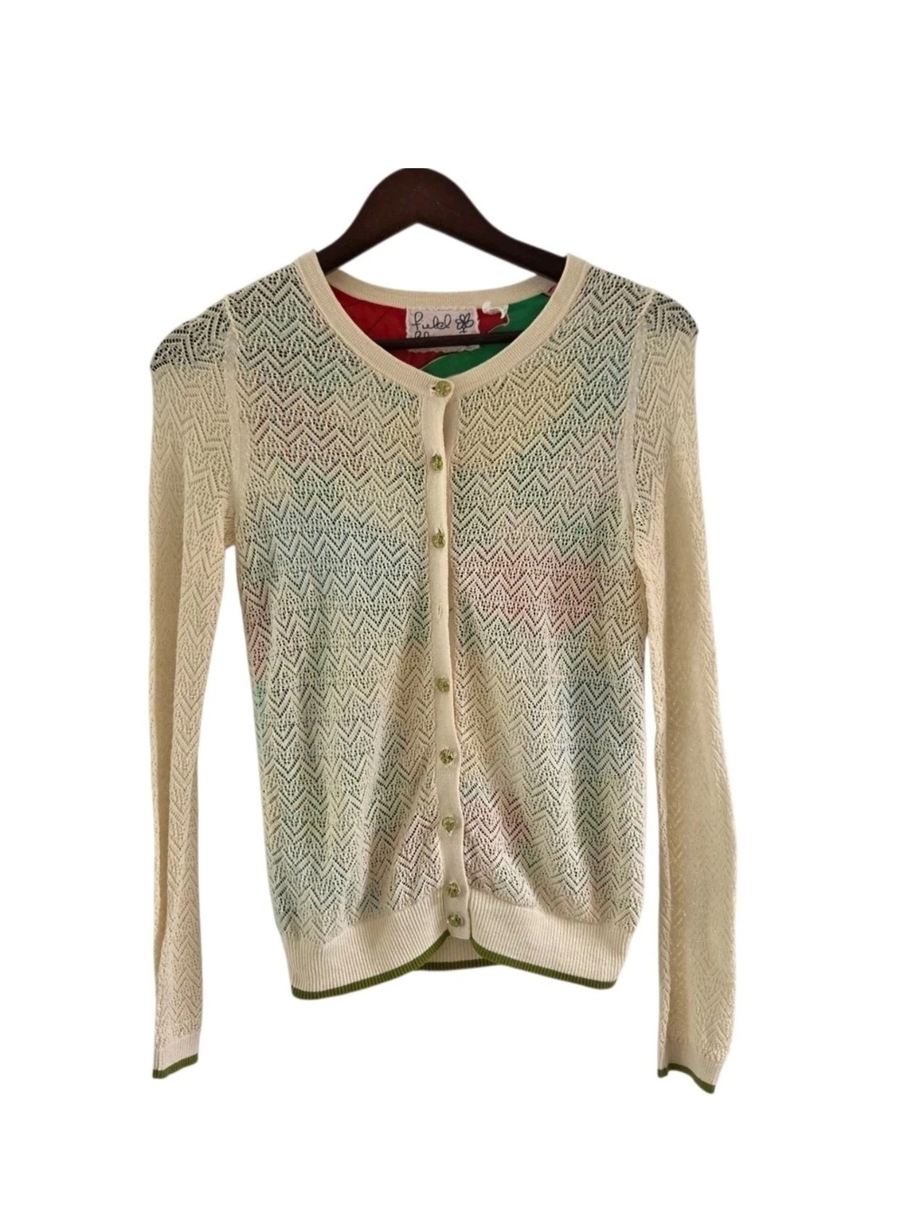 Anthropologie Field Flower Umbrella Button Front Cardigan Sweater Womens Size S